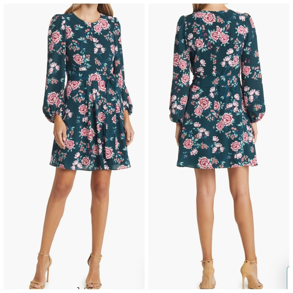 Floral Dress with Tie Waist
